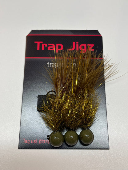 Moss Gold Jigged Leeches