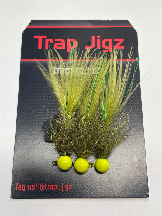 Fire Olive Jigged Leeches